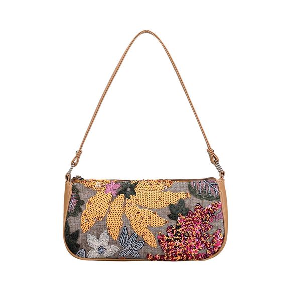 Beaded Floral Square Sequin Bag Top Handle Underarm Shoulder Handbags O_O - Picture 1 of 4